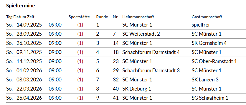 Bezirksklasse Termine 2025 26c